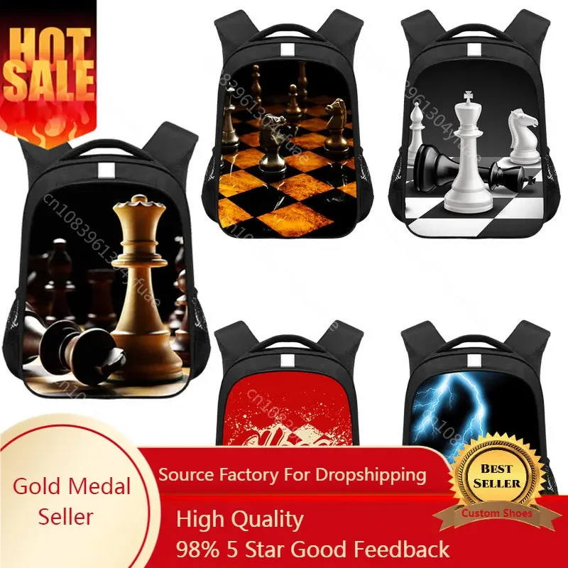 

Checkmate Print Backpack for Teenager Chess Player Game Children School Bag Cute Chess Rucksack Daypack Laptop Backpack Bookbag