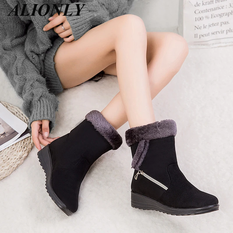 

Alionly 2024 новые женские сапоги без шнуровки зимняя обувь для женщин водонепроницаемые ботильоны зимние сапоги женские черные сапоги женские