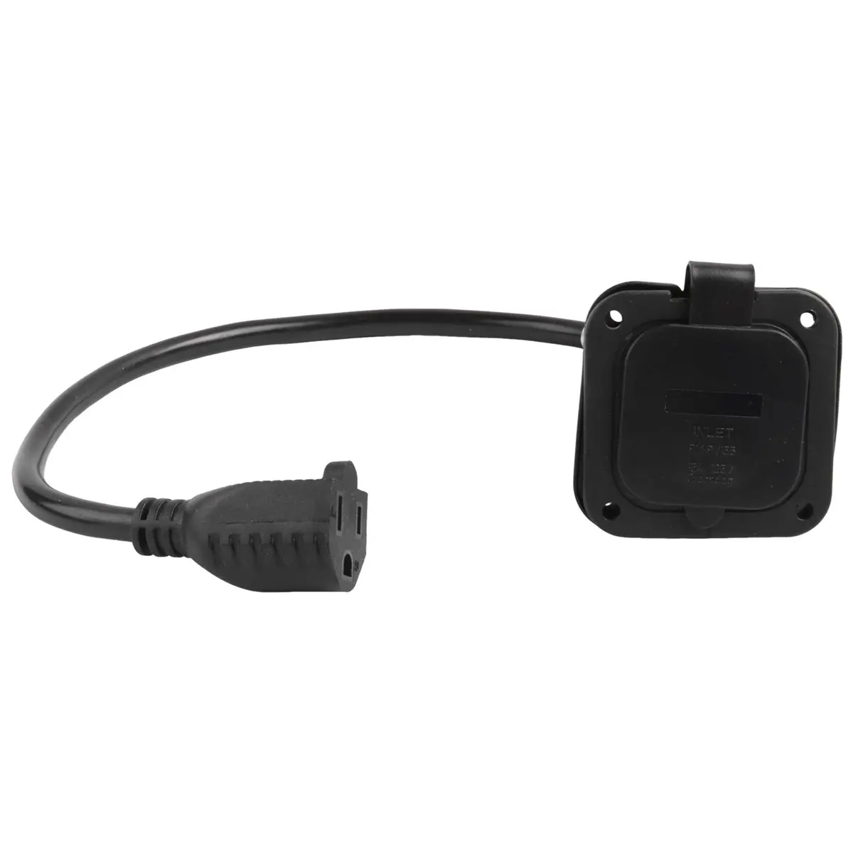 【Socket】 15 Amp 125V AC Power Inlet Port Plug with Integrated 18 Inch Extension Cord, NEMA 5-15 RV Flanged Inlet US Plug