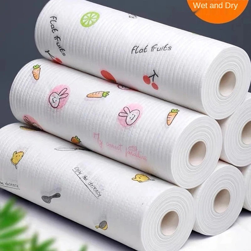 1 roll reusable non-woven kitchen cleaning rags lazy rags scouring pads oil-free disposable dish towel cleaning rags