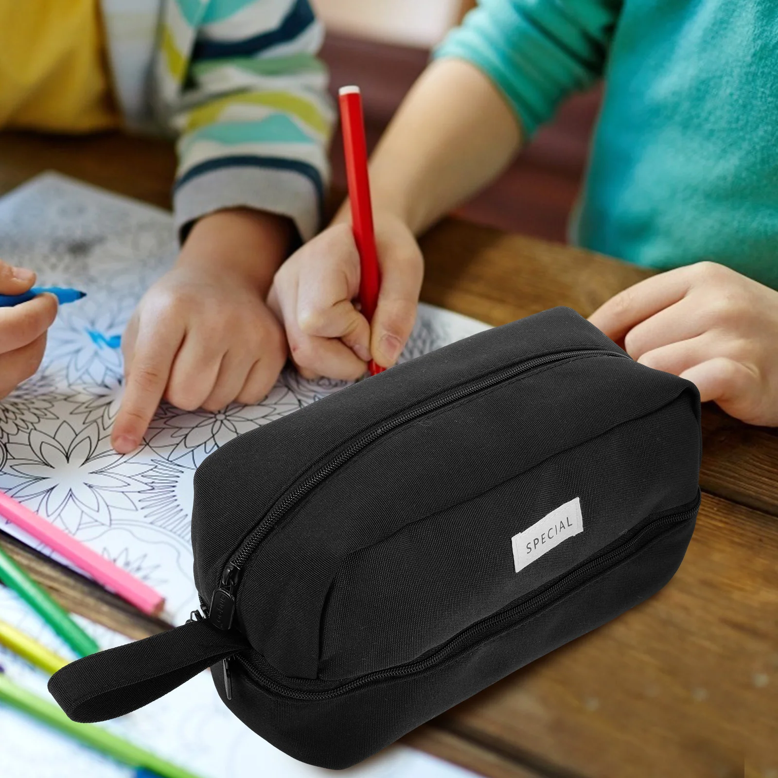 

Pencil Case Bags for Boys Double Layer Large Multi-function Pencil Pouch Marker Organizer Portable Pen Storage for Students