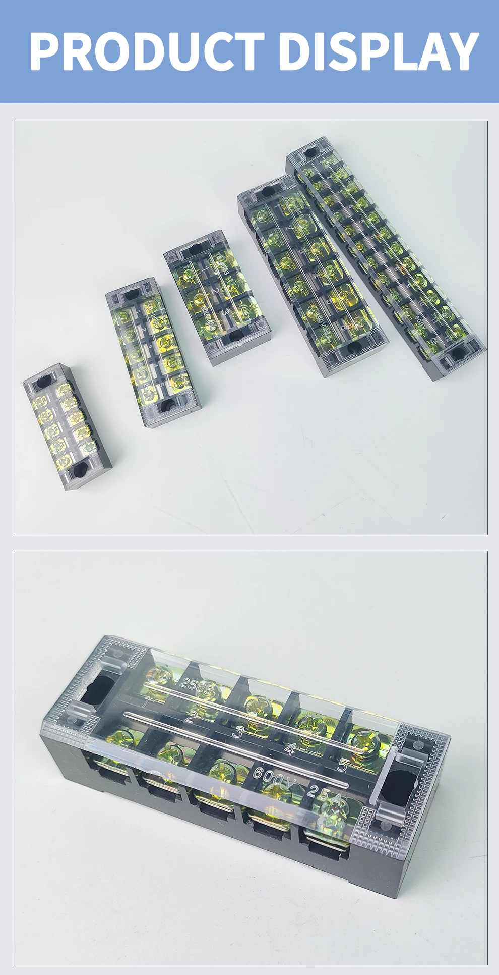 TB1503 Dual Row Thick Copper Screw Terminal Block Flame Retardant Grounding Wire Connector Strip 600V 15A Electrical Junction T&I Online Store