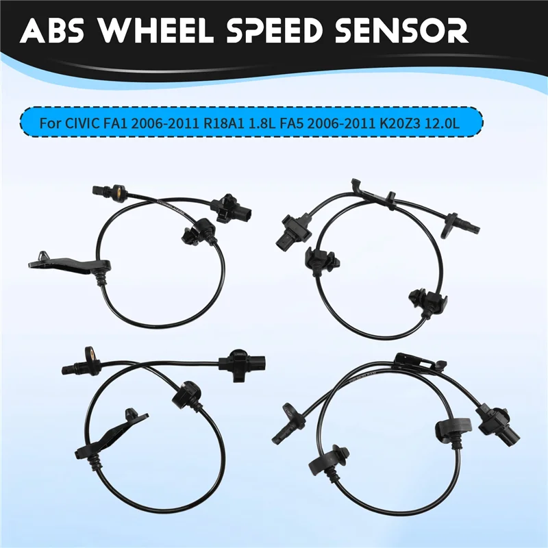 ABQB-4X 1 セット ABS 車輪速センサー 57450-SNA-003、57455-SNA-003、57470-SNA-003、57475-SNA-003 ホンダ シビック 2006-2011 に適合