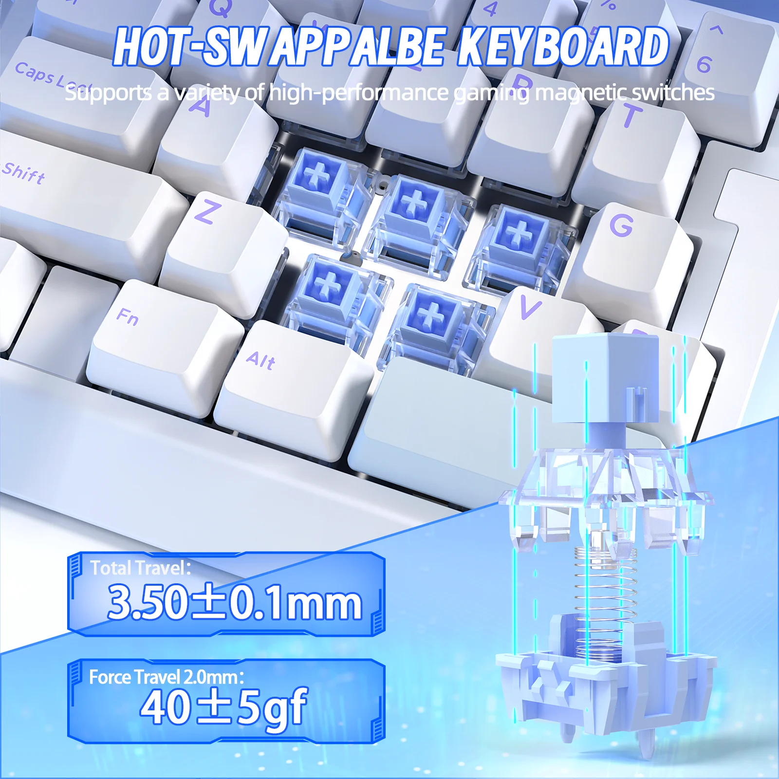 لوحة مفاتيح ألعاب RGB سلكية بيد واحدة من A.JAZZ AK029، تخطيط 29 مفتاحًا معدل بولينج مغناطيسي 8 كيلو هرتز، ميكانيكي مخصص من HotSwap #3