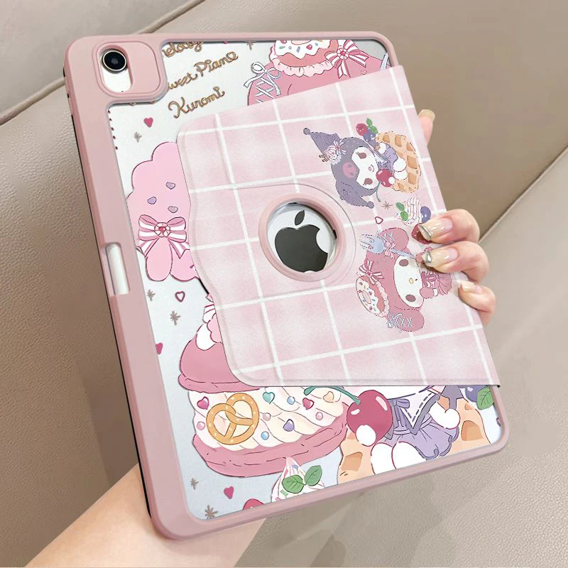 Sanrio Kuromi My Melody Ipad Protective Case Tri-fold Rotating ipad Case Acrylic Generation kurumi 10.9 inch Drop-proof 2024