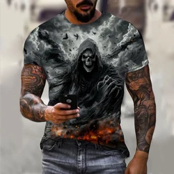 Men's T-Shirt For Men Horror Skull 3D Print Men's Tops Summer Short Sleeved Male Pullover Oversized Top Casual Men'S Clothing