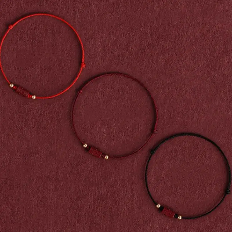 Handmade Red String Bracelet With Cinnabar Beads Lucky Adjustable Bangles For Couple Friends Jewelry New Year Blessing Gifts