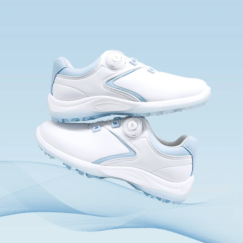 Ttygj GM nuevos zapatos de Golf para mujer, zapatos deportivos de encaje con perilla súper impermeables, tachuelas antideslizantes de Golf, zapatos informales de suela media de palomitas de maíz