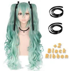 Synthetic Hair Claw Clip Long Green Wavy Costume Cosplay Wig for Halloween Christmas School Thanksgiving Day