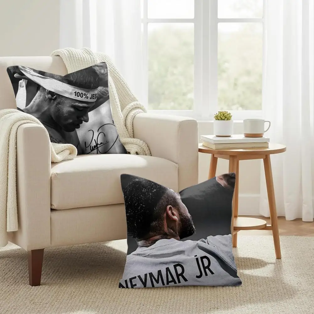 N-Neymar Jr Cushion Cover Summer Coolness Linen Organic Fabric Sofa Pillow Case Double-Sided Printing Home Decor