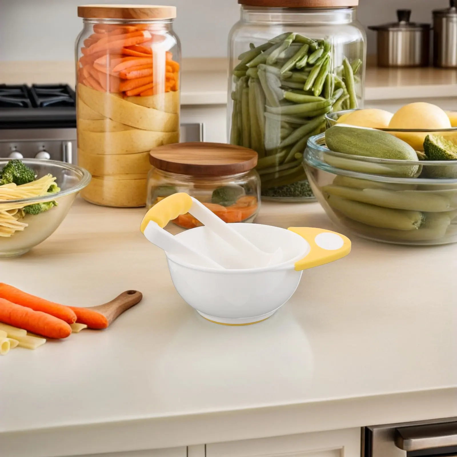 

1Set Baby Food Masher Bowl Portable Ergonomic Grinding Tool for Travel Outdoor Use Baby Complementary Food Mill Bowl