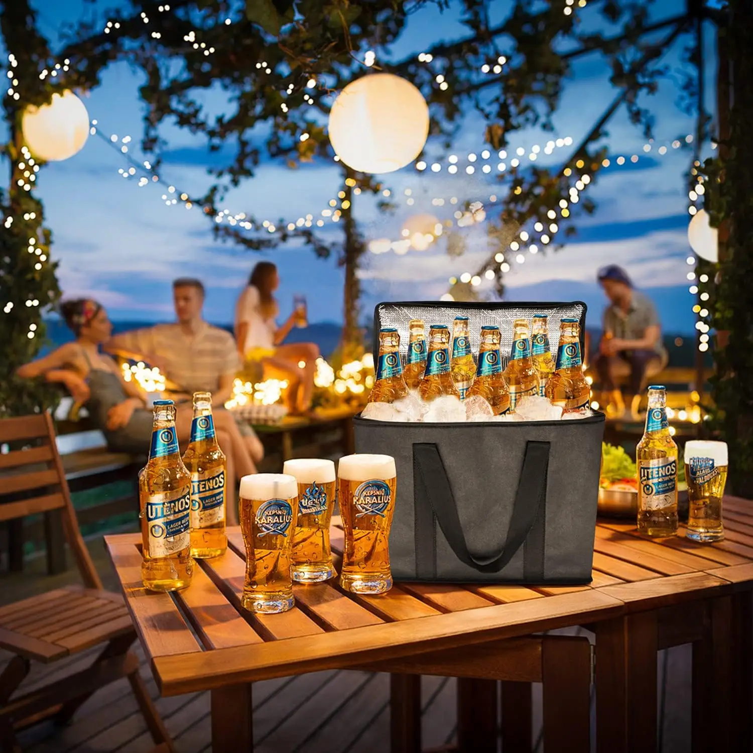 قطعة واحدة من حقيبة البقالة المعزولة - قابلة للطي، تستقيم لتوصيل الطعام والبقالة والسفر، وقابلة لإعادة الاستخدام بسحاب. #5