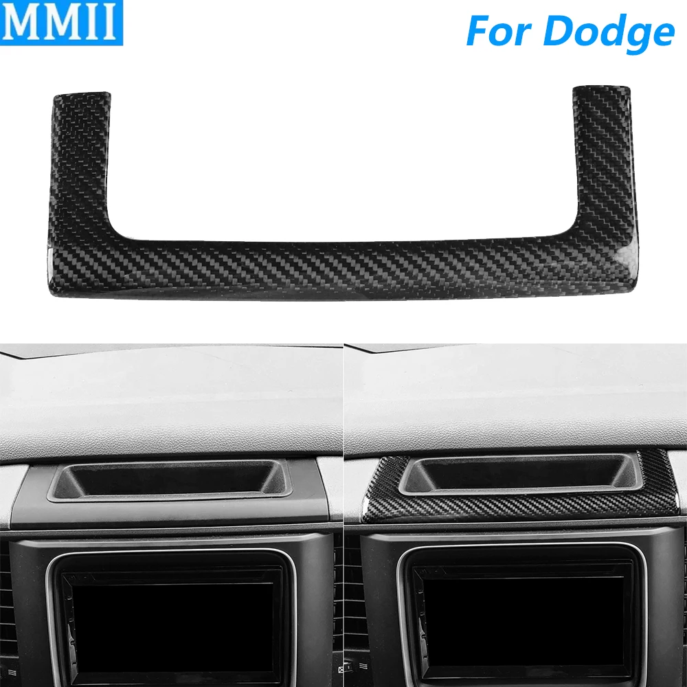For Dodge RAM 1500 2500 3500 2013-2018 Real Dry Carbon Fiber Central Control Dashboard Storage Box Frame Cover Car Accessories