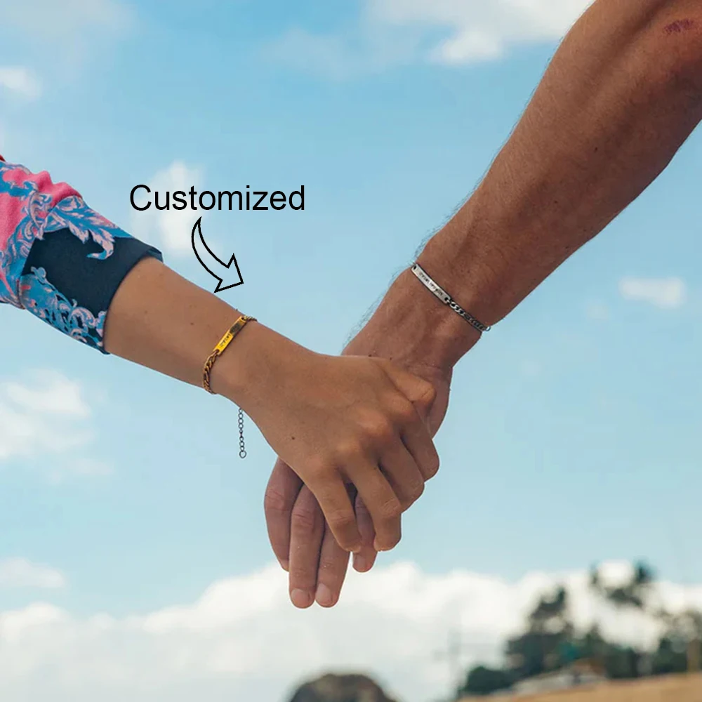 

Браслет из нержавеющей стали для влюбленных с индивидуальной идентификацией мужского и женского языка, браслет-цепочка для женщин и мужчин, подарок для пары