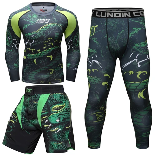 Chaqueta deportiva con estampado de serpiente para hombre, chándal para correr, Jiu jitsu gi Bjj, Rash Guard, Muay Thai, verde, Westling