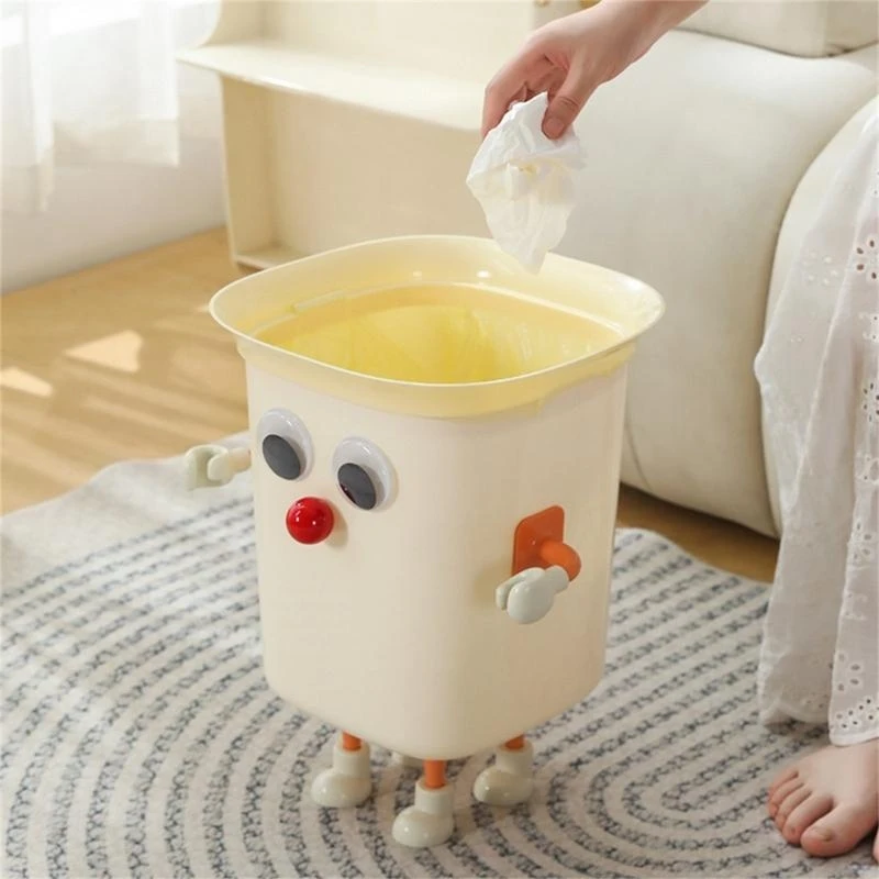 Cartoon Garbage Container Funny Big Eye Trash Can Bathroom Basket with Feet