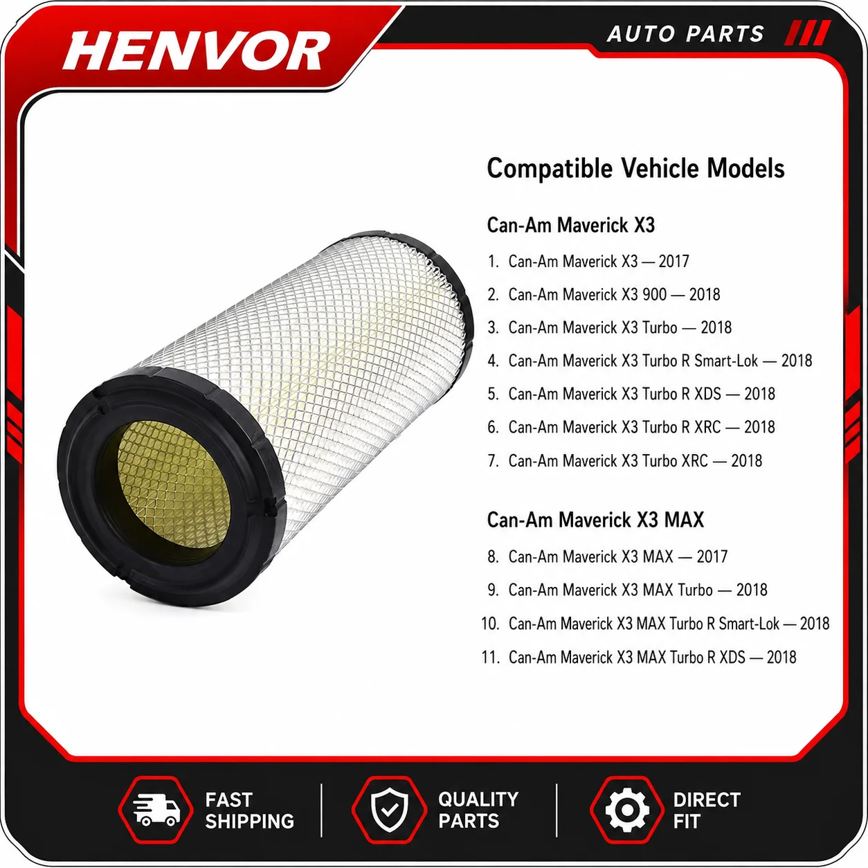 Air Filter 715900422 707800855 26510337 for Can-Am Maverick X3 X3 MAX Turbo R XDS XRS XRC 2017-2018