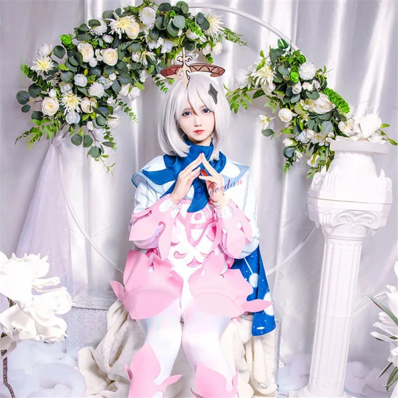 Paimon cosplay Lolita Jurk leuke anime jumpsuit vrouwen een stuk bodysuits Halloween party uniform pruik accessoires