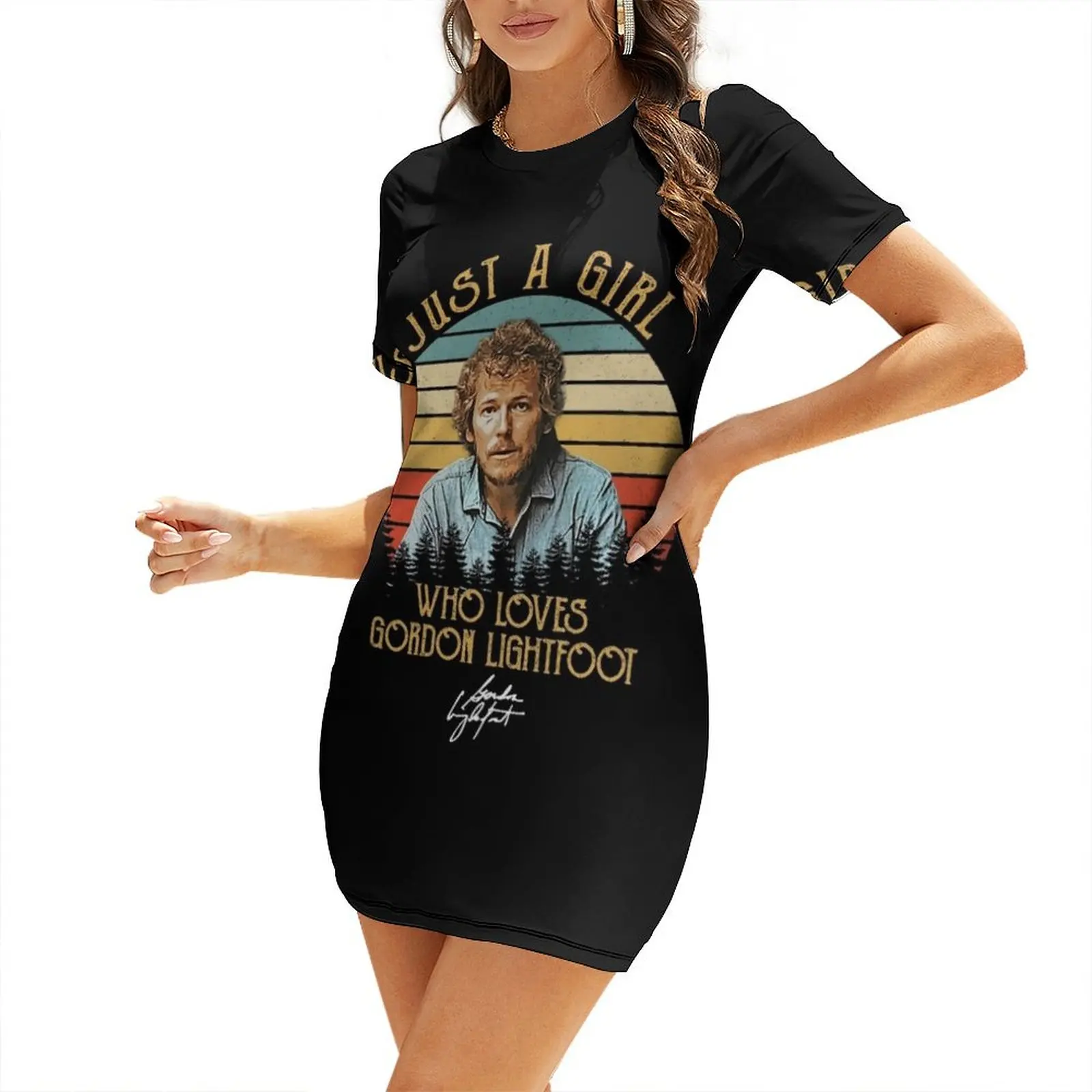 

Just A Girl Who Loves Gordon Art Lightfoot Short Sleeved Dress birthday dresses for women Summer dresses for women