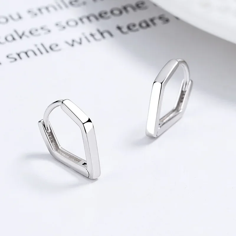 925 Sterling Silver Geometric Pentagonal Earrings For Women Irregular Hoop Earrings Wedding Party Jewelry Gift Female Pendientes