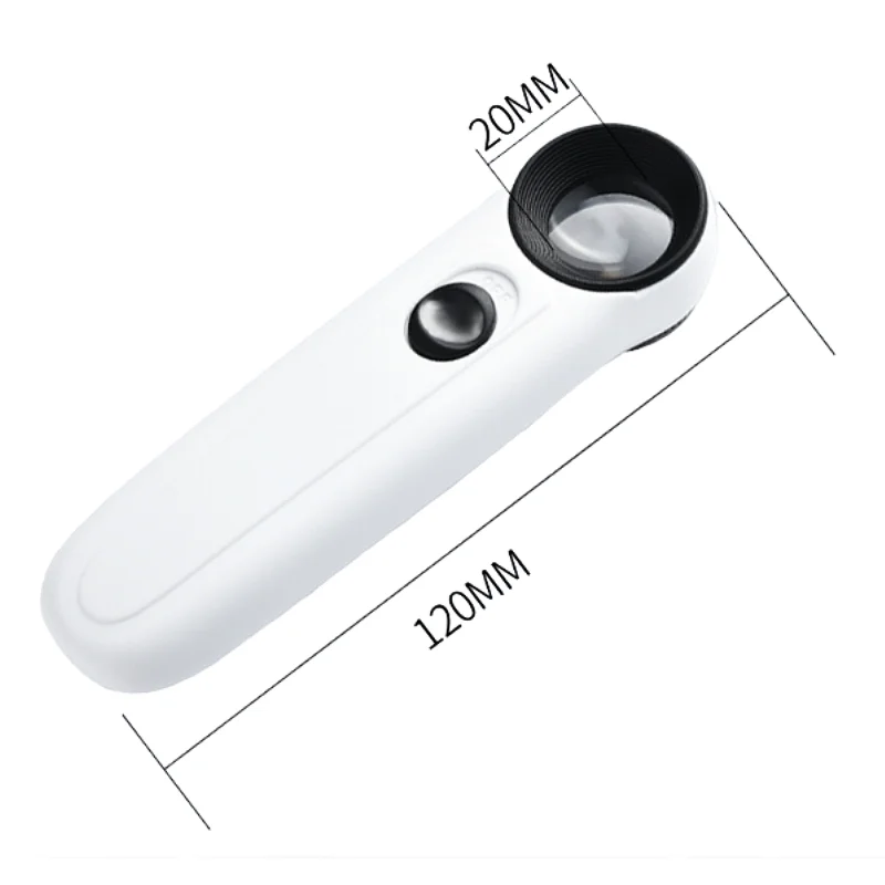 40X Handheld Magnifying Glass with Two LED Lights for Identifying Jewelry Diamond Jade and High-definition Magnifying Glass