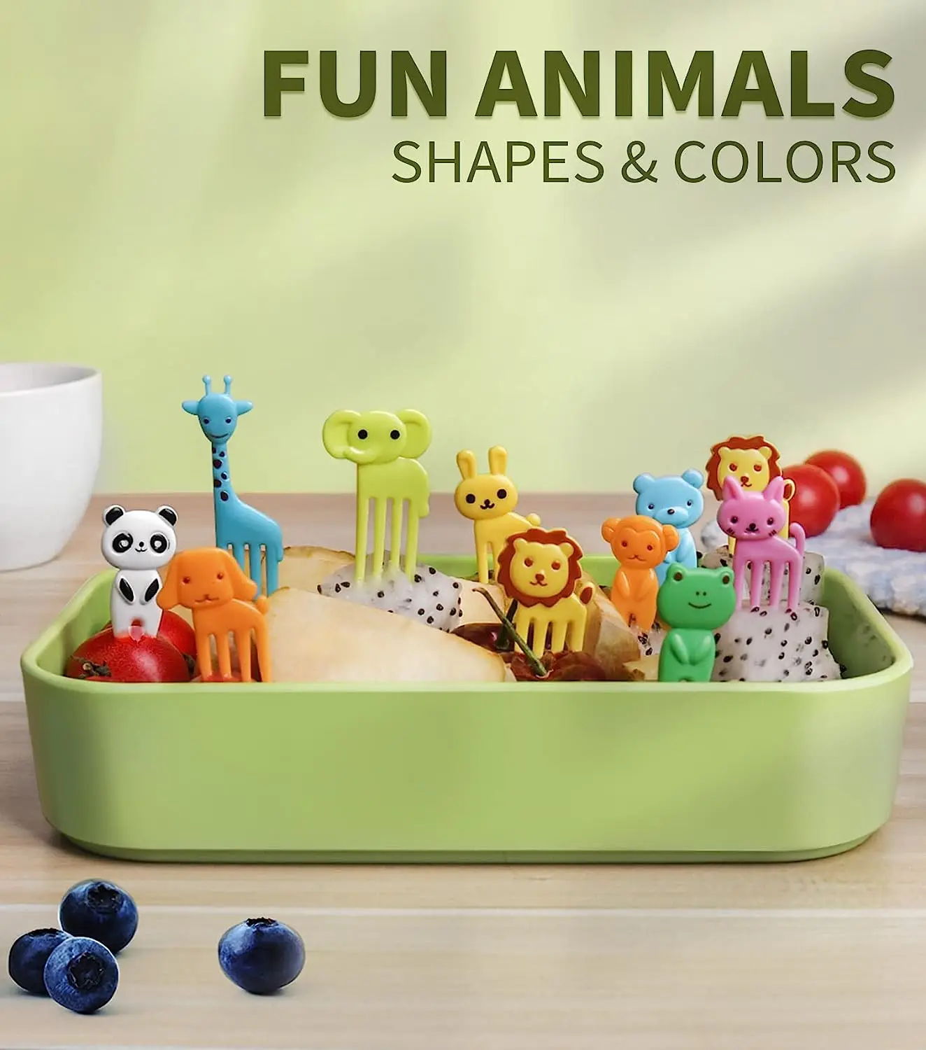 84PCS Food Picks for Kids Children Fun Cute Animal Fruit Forks Toothpicks Reusable Toddler Lunch Bento Box Accessories BPA Free