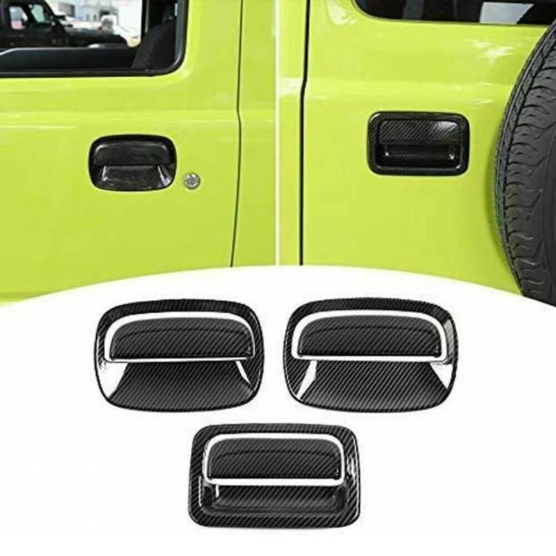 Door Handle Shell Outer Door Handle Decoration Cover ABS Carbon Fiber Grain For -Suzuki-Jimny 2019 2020 2021 JB64 JB74