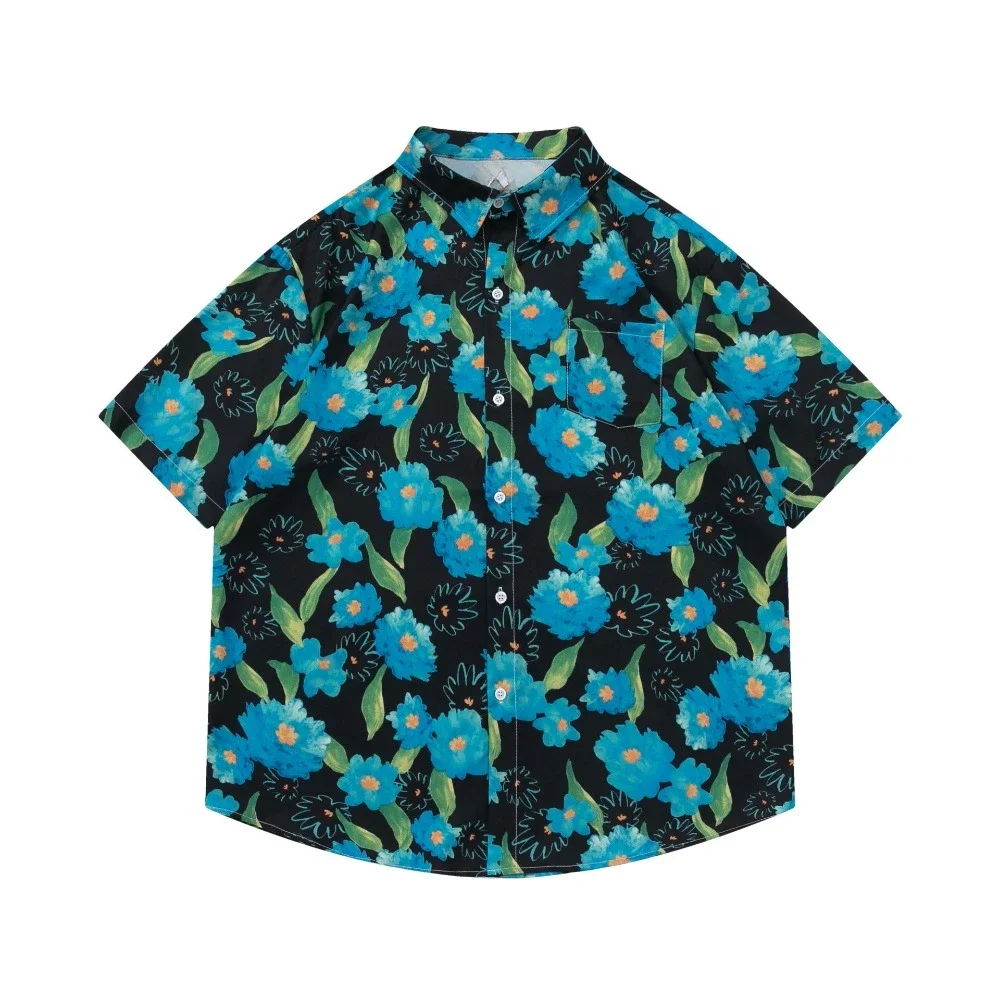 Retro Floral Sommer Kurzarm Shirts Männer Frauen Urlaub Outfits Weiche Lose Hemd Täglich Casual Streetwear Camisa Masculina