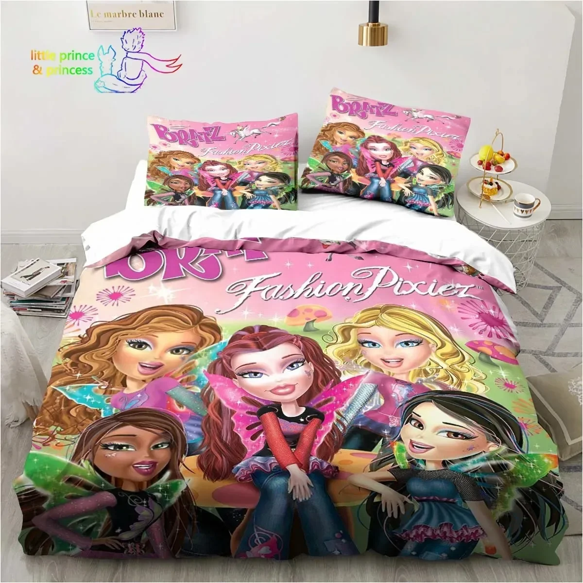 

Cartoon Bratz Doll Bedding Set For Bedroom Soft Modern Bedspreads Comefortable Kids Duvet Cover Quilt Cover And Pillowcase