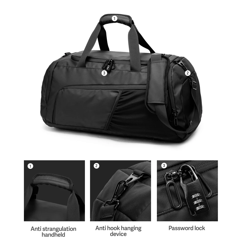 Gym Duffle Bag Waterproof Sports Duffel Bags Travel Weekender Bag for Men Women Overnight Sports Duffel Bags Dry Wet Separation