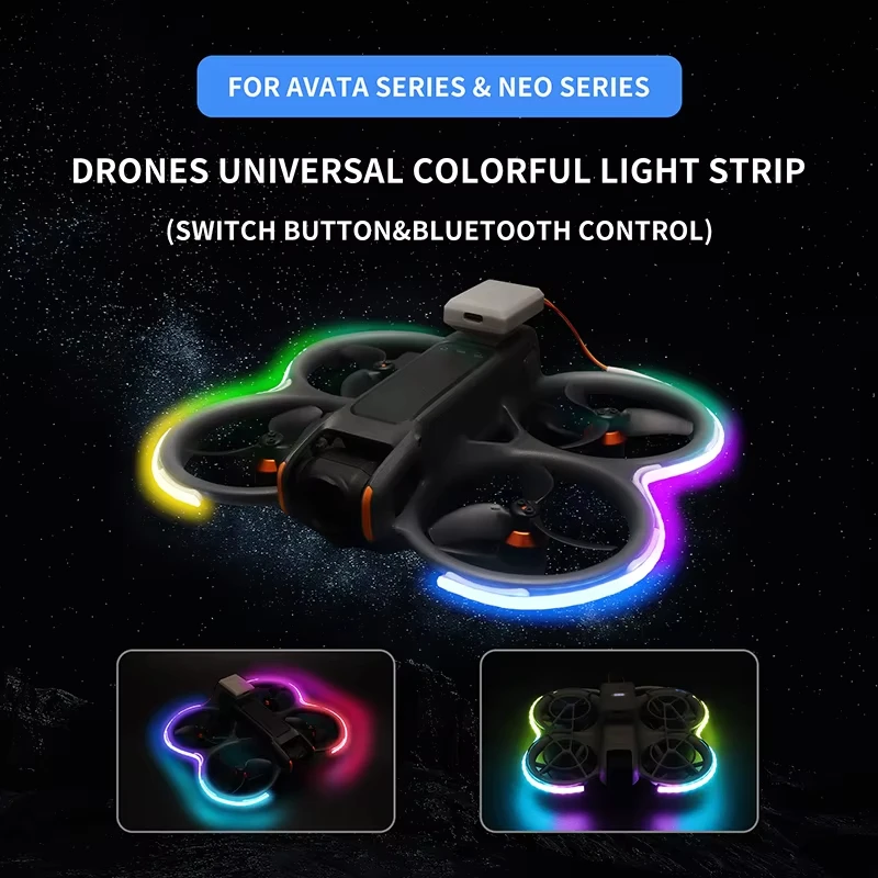 

RGB LED Light Strips for DJI Avata 2 Flexible Silicone Night Flying Warning Lights Waterproof Colorful Light Bars Accessories