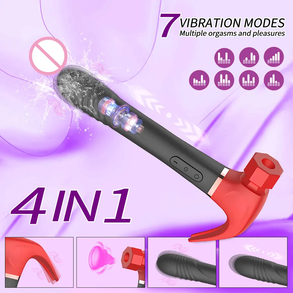 4 In 1 Hammer Vibrator With 7 Vibration Modes G spot Clitoris Stimulator For Female Masturbation Vaginal Massager Adult Sex Toys