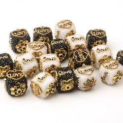 5pcs Mixed Black White Big Square Manual Cube LOVE Beads for Jewelry Making DIY Beads Bracelet Necklace