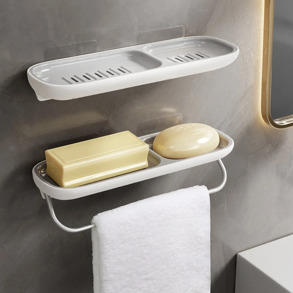 New Large Capacity Drain Soap Rack Punch Free Toilet Soap Dishes Simple Style Shampoo Tray Holder