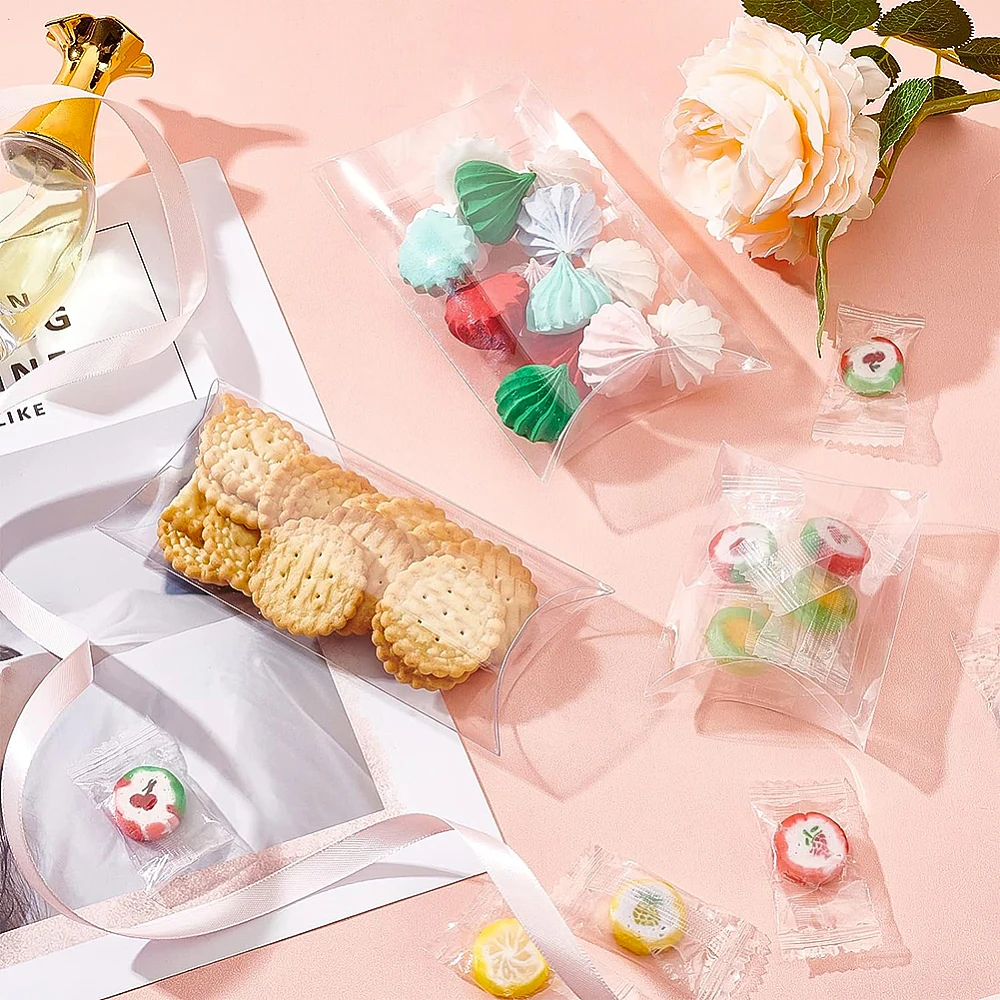 صندوق هدايا وسادة بلاستيكية لحلوى الحلوى لحفلات الزفاف صندوق تعبئة استحمام الطفل واضح 17.1x9.05x0.05 سنتيمتر الصندوق: 14x8.2x3 سنتيمتر #5