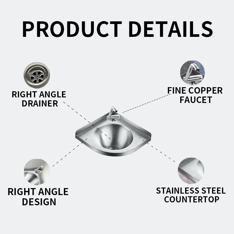 304 stainless steel triangle wash basin GR-596 RV off-road vehicle modification fixed tent stainless steel sink