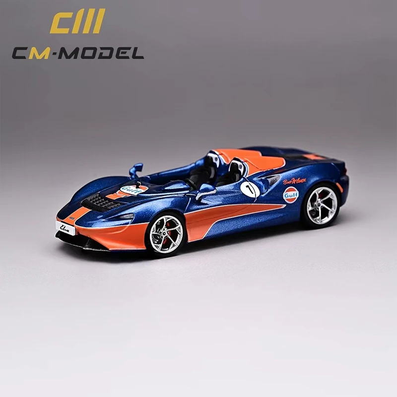 CM Model 1:64 Model Car Elva Open Top Alloy Die-Cast Running Sport Vehicle - Dark Blue - The Tail Able to Move Up and D