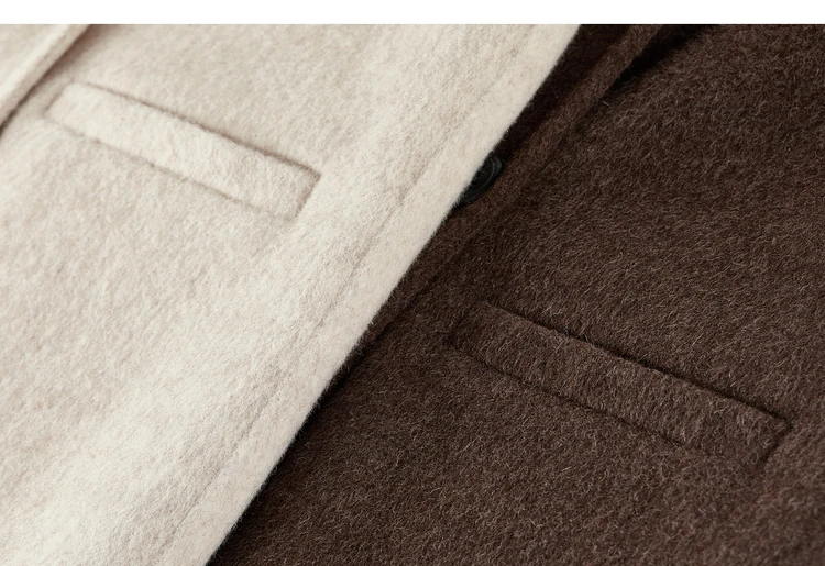 SENTUBILA Damen-Wollmäntel 2026 Winter, locker geschnittene, doppelseitige Jacken mit spitzem Revers, zweireihige Damen-Übermäntel W54OA8769 – Detail 36