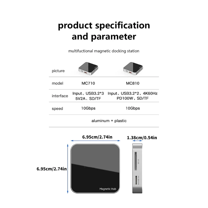 A9LC MANGINAM MAGNECTION TYPE C ADAPTER USB3.2 10GBPS Quick Charging Station يعزز الخبرة السمعية منفذًا اختياريًا
