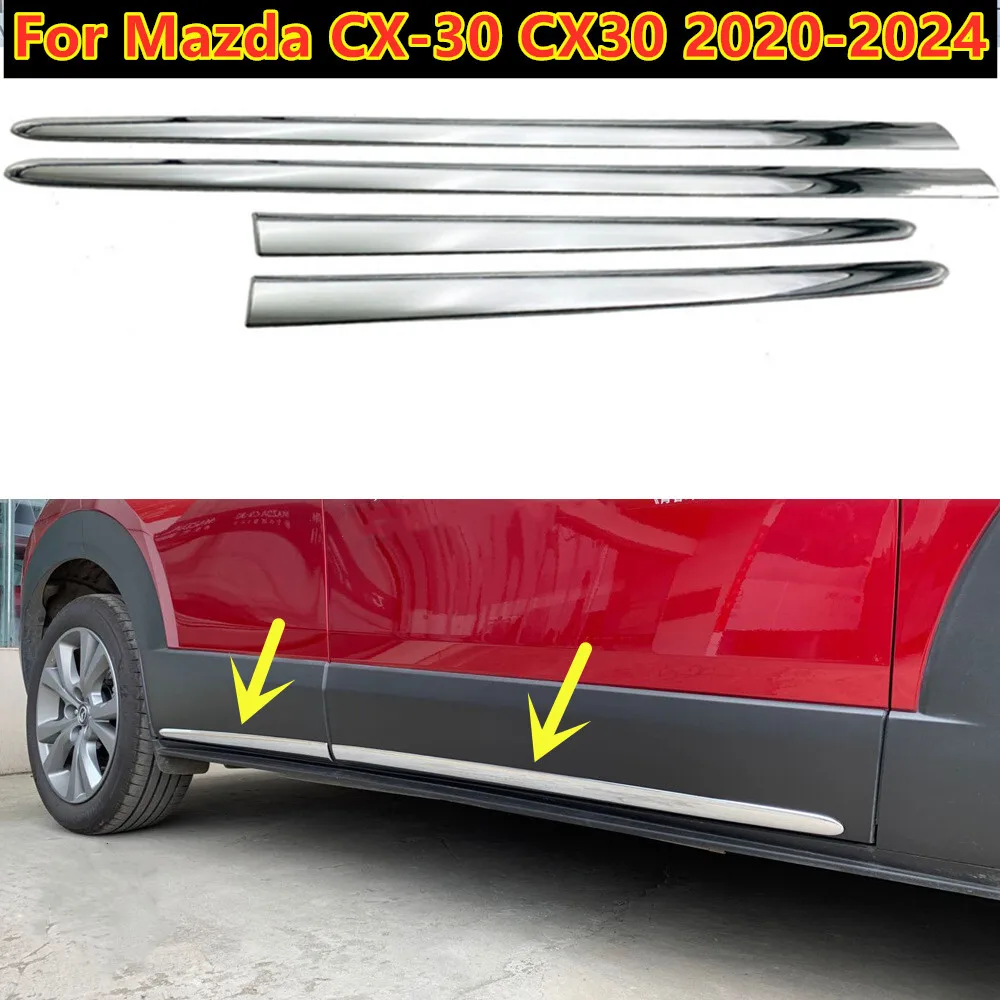 

2X Chrome Side Door Body Molding Skirts Trim Cover For Mazda CX-30 2020-2024