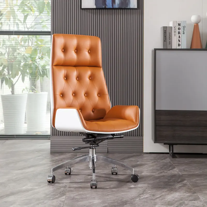 Rotating Leather Office Chair Mobile Study Accent Individual Office Chair Wheels Design Cadeira Ergonomica Luxury Furniture