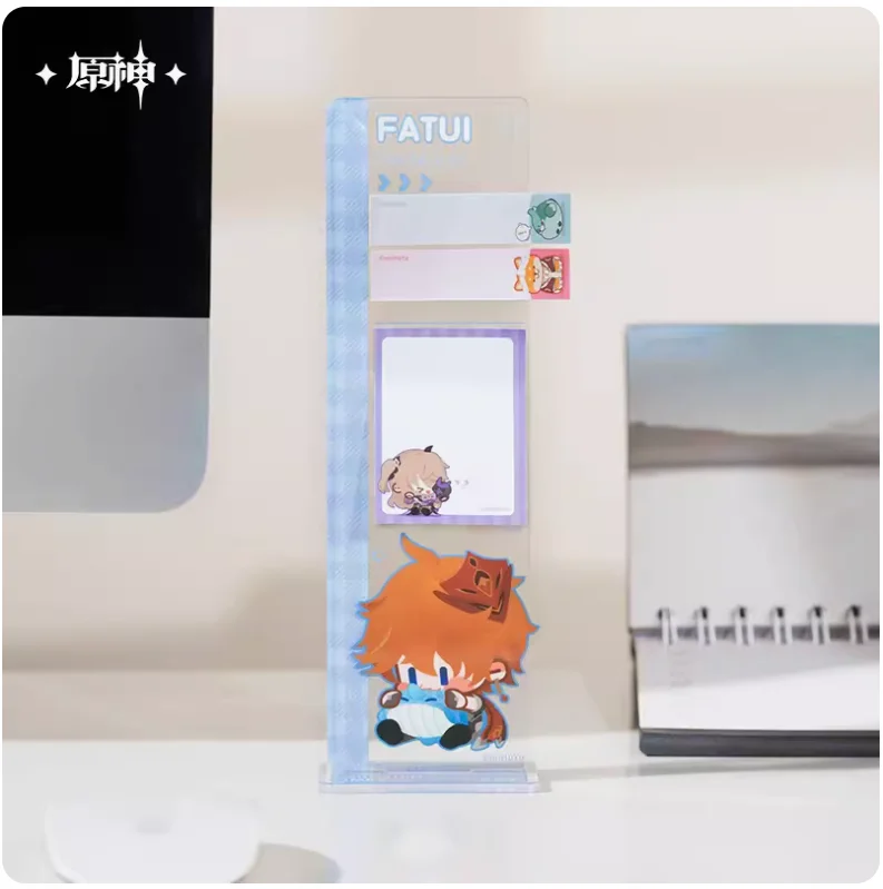 2024 Anime Genshin Impact Zhongli Xiao Tartaglia Xiangling Thoma Q Version Figure Series Sticky Note Stand Card Official Gift