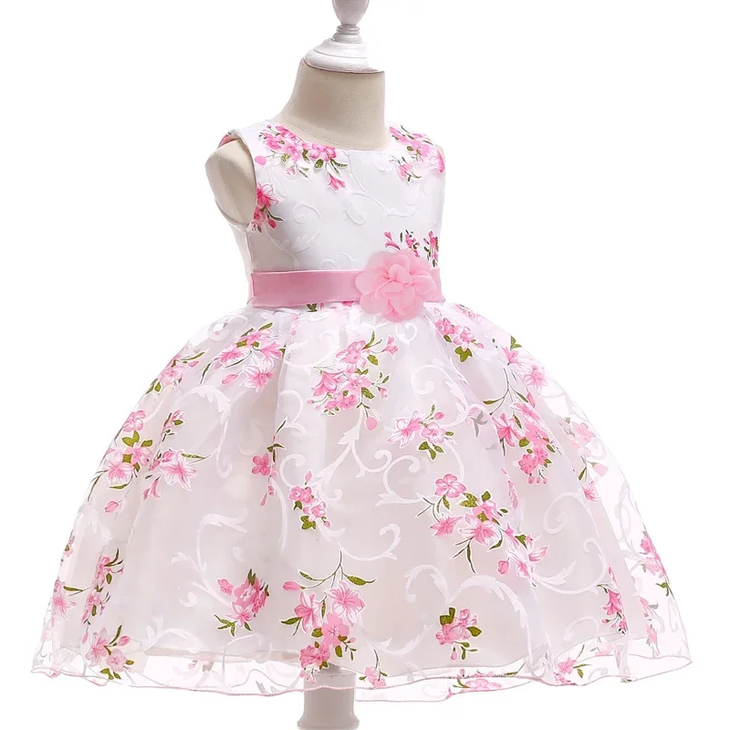 Summer pink flower dress for girls kids clothes party wedding bridesmaid girl dresses birthday children clothing costumes 3 10 y