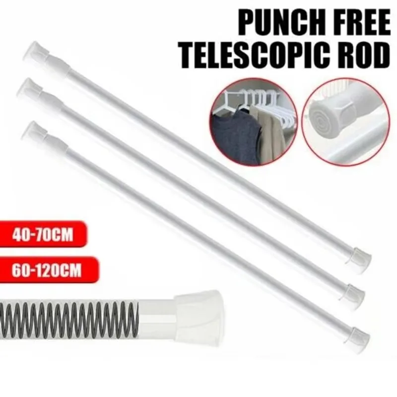 1pc Curtain Rod Multi Purpose Household,Durable, Adjustable Punch-free,Bathroom Product for Hanging Shower Curtain Wardrobe
