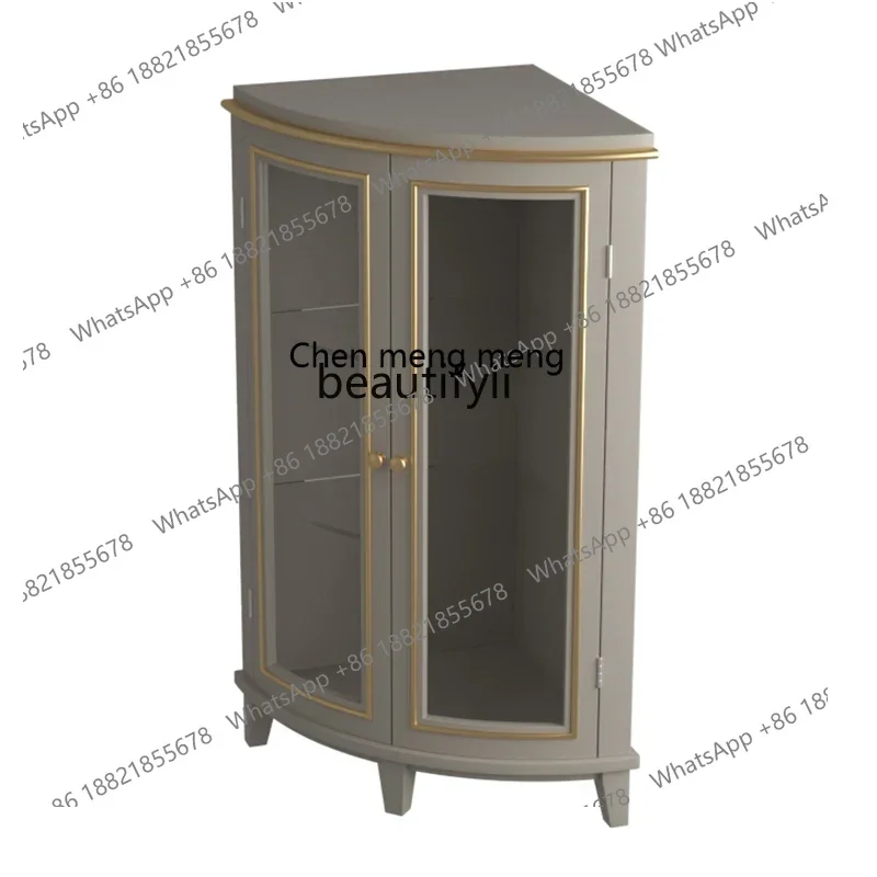 

New style Solid Wood Corner Cabinet Nordic Light Luxury Triangle Cabinet Corner Living Room Floor Storage Rack Glass Wine Cabine