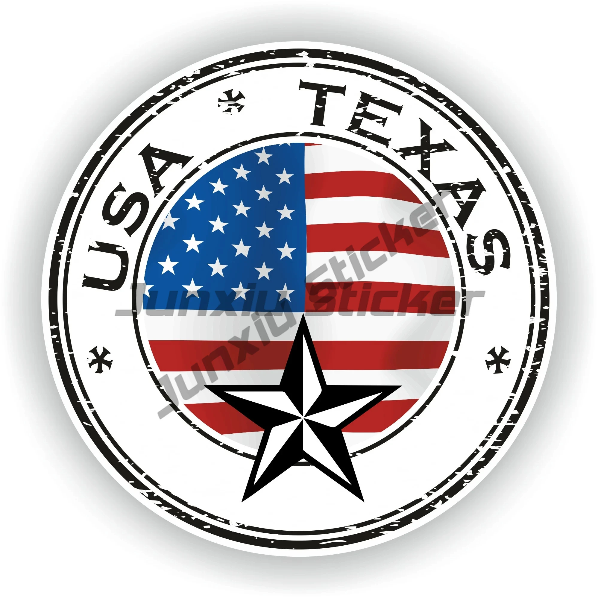 

USA Texas United States Round Seal Flag Sticker Texas Star Star of Life Map Silhouette UV Protected Decal Accesorios Decoration