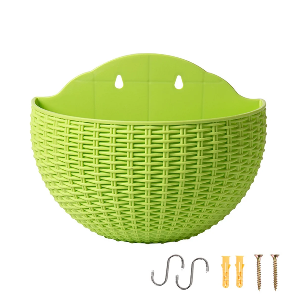 

A06T-Green Wall Planter Wall-Mounted Planter Semi-Circular Fence Planter with Drain and Hooks Wall-Mounted