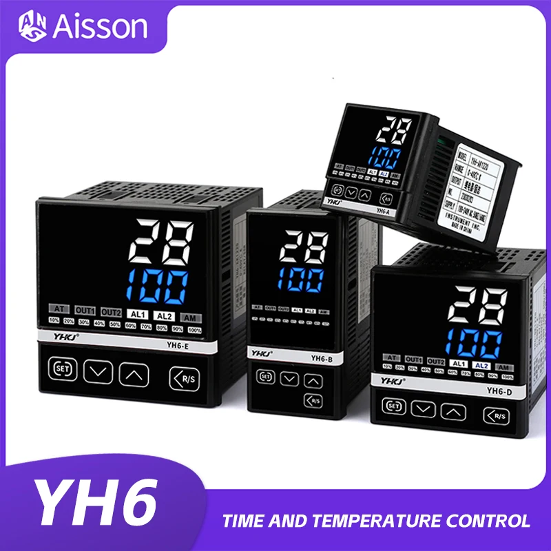 Controlador de Temperatura Industrial Inteligente Digital Termostato e Termômetro Saída Dupla Yh6-ak bk dk ek 220v Pid Ssr Relé