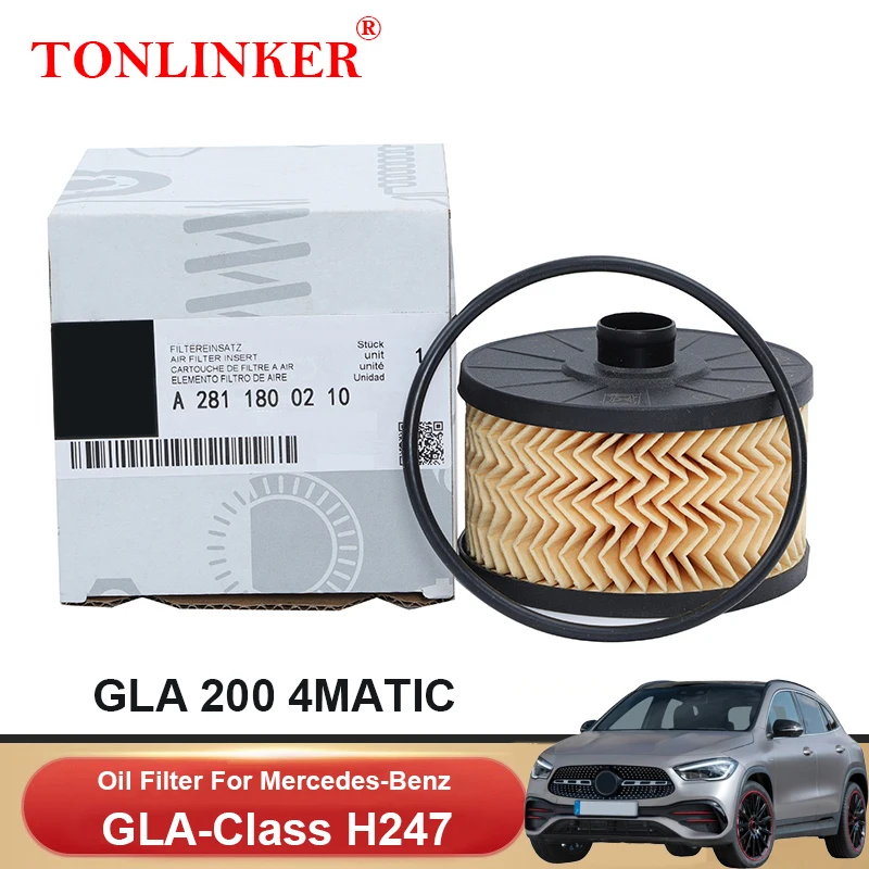 

TONLINKER Oil Filter A2811800201 For Mercedes Benz GLA Class H247 2020-2022 GLA 200 4MATIC 1.3L M282 A2001800009 Car Accessories