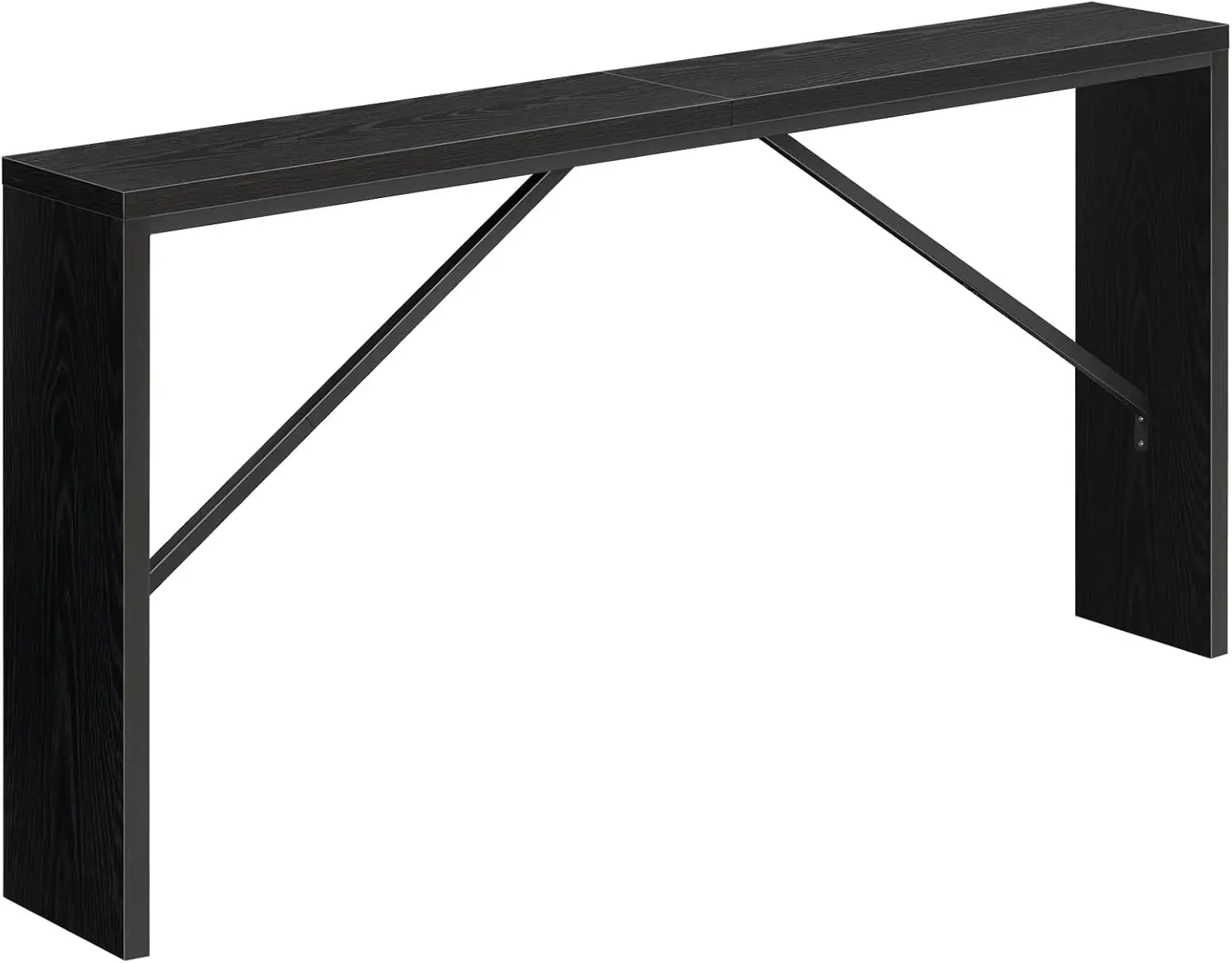 

Длинный столик для дивана длиной 62,2 дюйма, узкий столик для прихожей с угловатой металлической рамой, в индустриальном стиле фермерского дома, черный цвет